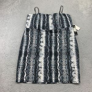 Jump Dress Womens 2XL Gray/Black Built‎ In Bra Spaghetti Strap Midi Stretch New